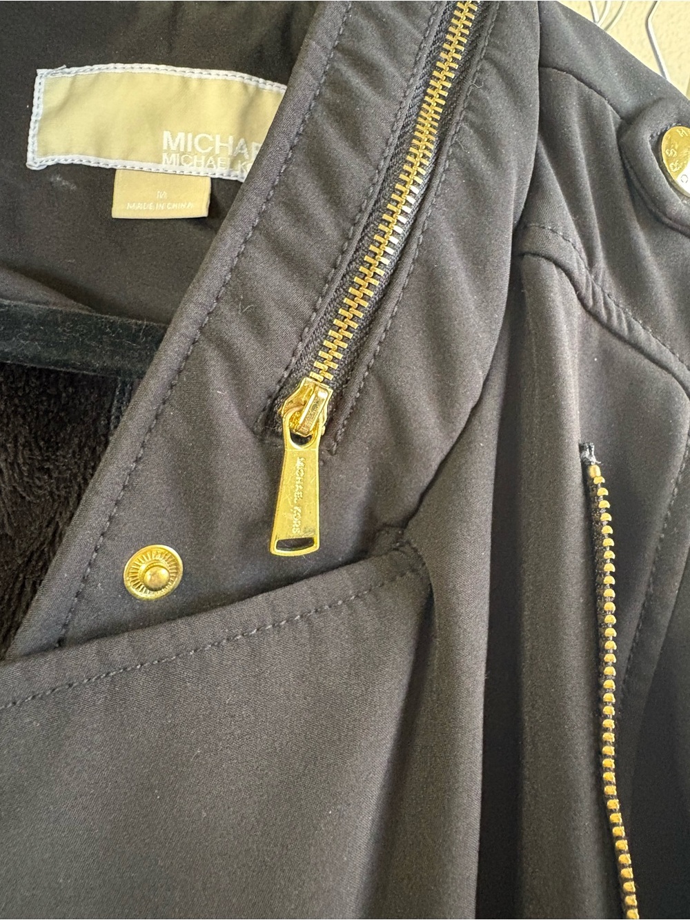 Michael Kors Black Trench Coat with Gold Hardware - Picture 3 of 4